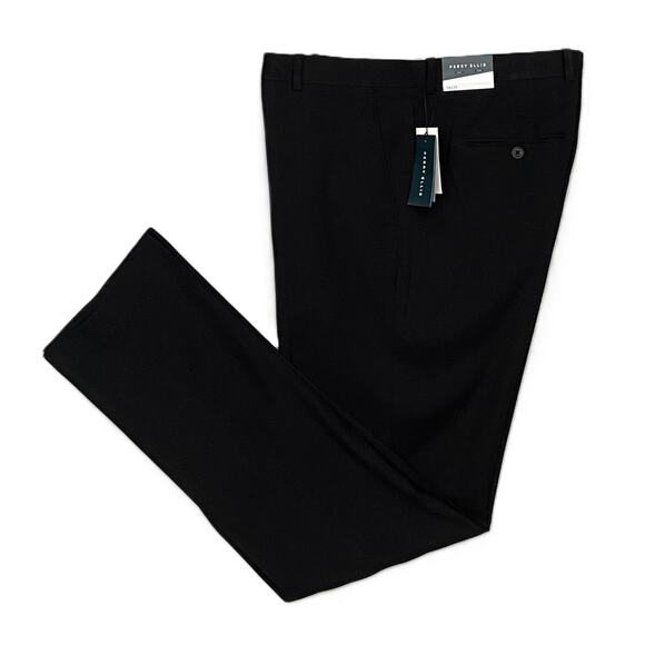 Perry Ellis Men's 36x36 Big & Tall Dress Pants Flat Front Stretch Black NEW - Picture 1 of 10